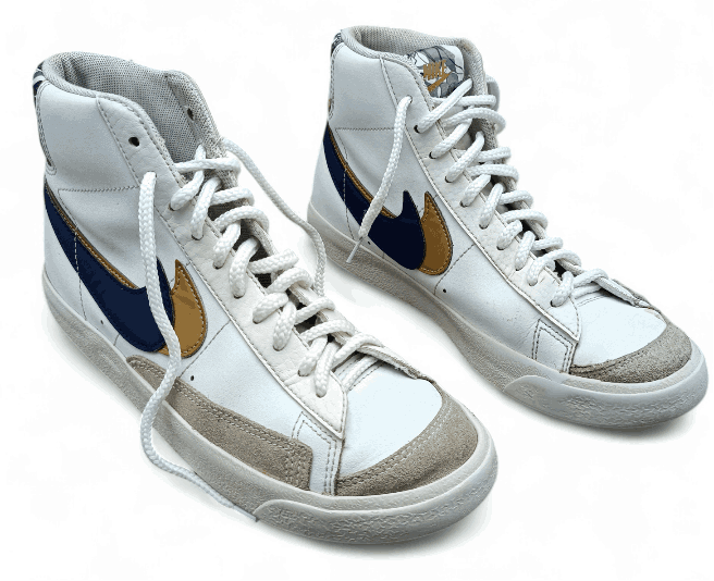 Nike Blazer Mid '77 SE GS White Blue Void Gold Grey - Tejori