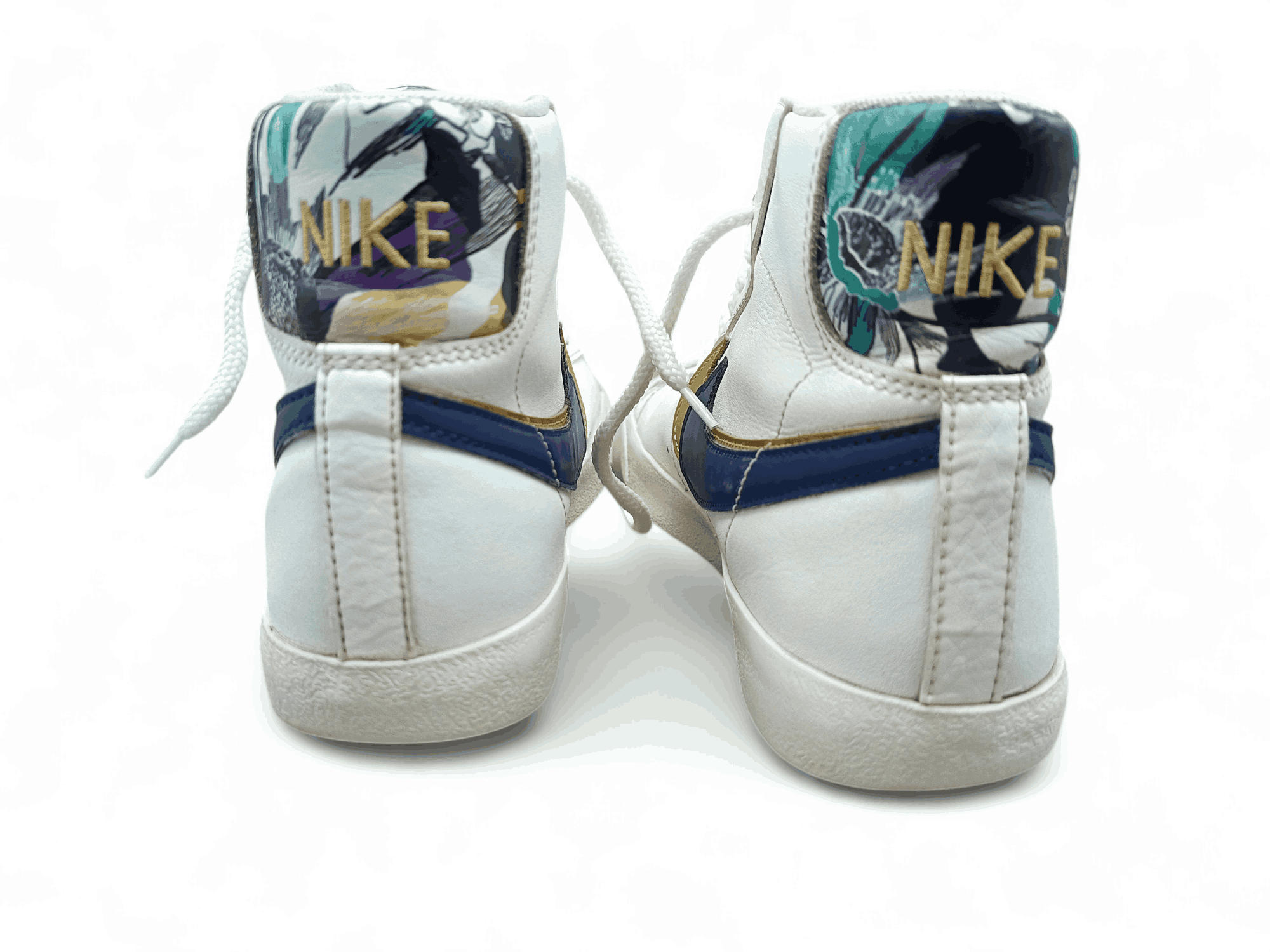 Nike Blazer Mid '77 SE GS White Blue Void Gold Grey - Tejori